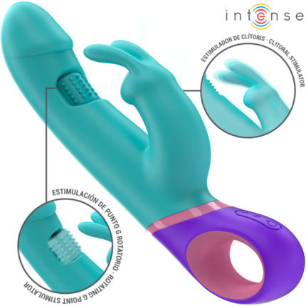 INTENSE - MONICA RABBIT VIBRATOR WITH ROTATING G-SPOT STIMULATOR BLUE - sexbliss - Foto 1