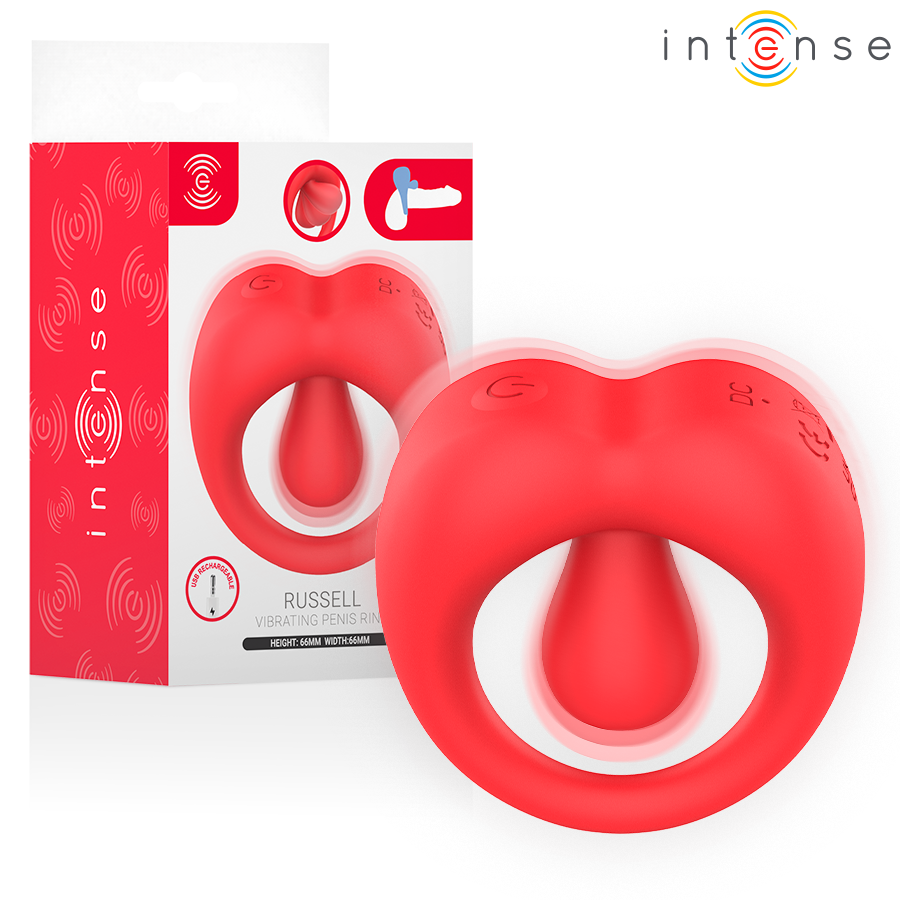 INTENSE - RUSSELL VIBRATING PENIS RING WITH CLITORIS STIMULATION RED - Foto 1 INTENSE - RUSSELL VIBRATING PENIS RING WITH CLITORIS STIMULATION RED - sexbliss - Foto 1
