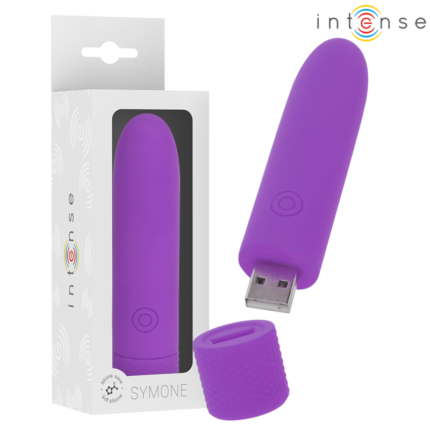 INTENSE - SYMONE USB RECHARGEABLE VIBRATING BULLET 8 VIBRATIONS PURPLE 10 X 2.2 CM - sexbliss - Foto 1
