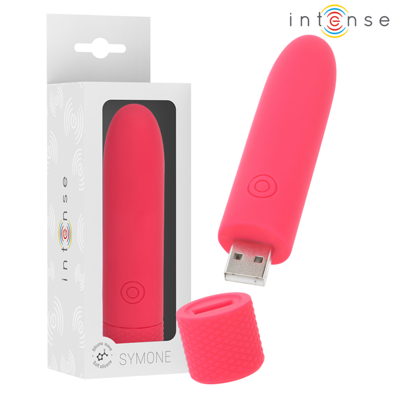 INTENSE - SYMONE USB RECHARGEABLE VIBRATING BULLET 8 VIBRATIONS RED 10 X 2.2 CM - Foto 1 INTENSE - SYMONE USB RECHARGEABLE VIBRATING BULLET 8 VIBRATIONS RED 10 X 2.2 CM - sexbliss - Foto 1