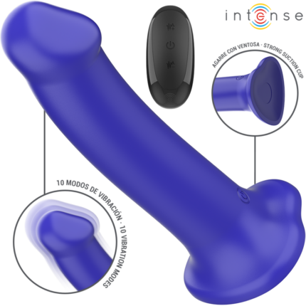 INTENSE - VICTORIA VIBRATOR WITH SUCTION CUP 10 VIBRATIONS DARK BLUE REMOTE CONTROL - sexbliss - Foto 1