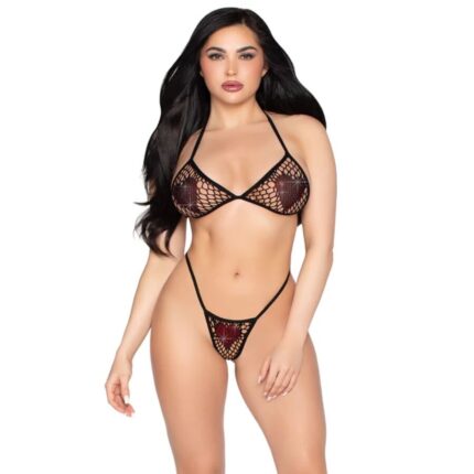 LEG AVENUE - 86147 FISHNET BRA TOP AND G-STRING PANTY BLACK - ONE SIZE - sexbliss - Foto 1