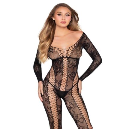 LEG AVENUE - 89369 NET & LACE JUMPSUIT BLACK - ONE SIZE - sexbliss - Foto 1