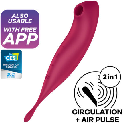 SATISFYER - TWIRLING PRO+ AIR PULSE STIMULATOR & VIBRATOR APP RED - sexbliss - Foto 1