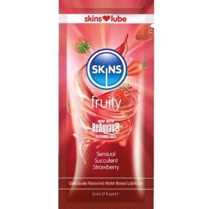 SKINS - FRUITY WATER-BASED LUBRICANT STRAWBERRY SINGLE-DOSE 5 ML - sexbliss - Foto 1