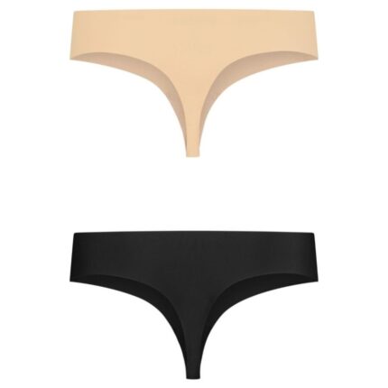 BYE-BRA - INVISIBLE THONG 2 PACK BEIGE & BLACK SIZE XXL - sexbliss - Foto 1