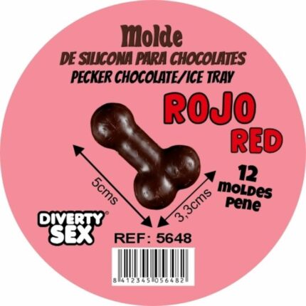DIABLO PICANTE - CHOCOLATE MOLD WITH 12 SILICONE PENISES FOR HANGING RED - sexbliss - Foto 1
