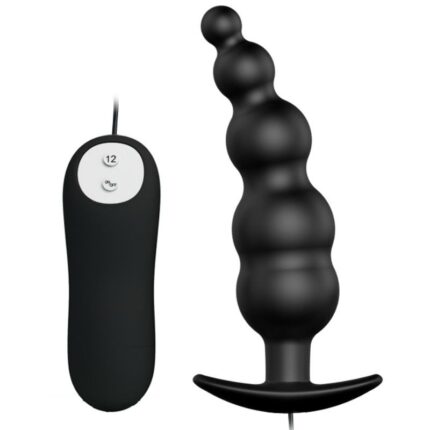 PRETTY LOVE - ANAL PLUG SILICONE EXTRA STIMULATION AND 12 VIBRATION MODES BLACK REMOTE CONTROL - sexbliss - Foto 1