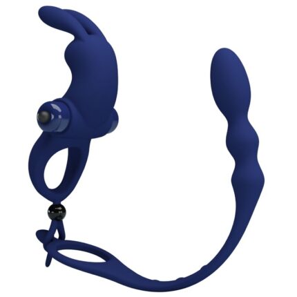 PRETTY LOVE - AYAD RABBIT VIBRATOR RING WITH PLUG BLUE - sexbliss - Foto 1