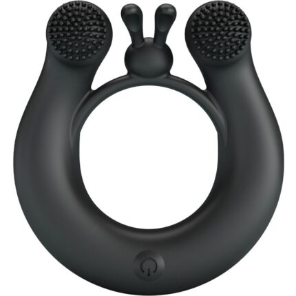 PRETTY LOVE - DAHLIA VIBRATING RING + CLITORIS STIMULATOR 12 VIBRATIONS BLACK - sexbliss - Foto 1
