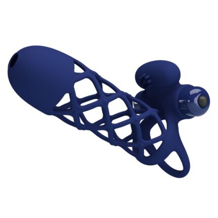 PRETTY LOVE - GIANN VIBRATOR RING WITH SILICONE SHEATH BLUE - sexbliss - Foto 1