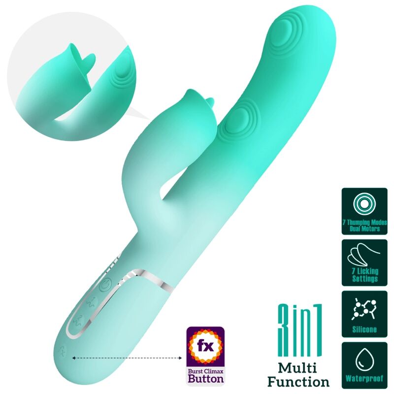 PRETTY LOVE - GIGI MULTIFUNCTION RABBIT VIBRATOR AQUA GREEN - Foto 1 PRETTY LOVE - GIGI MULTIFUNCTION RABBIT VIBRATOR AQUA GREEN - sexbliss - Foto 1