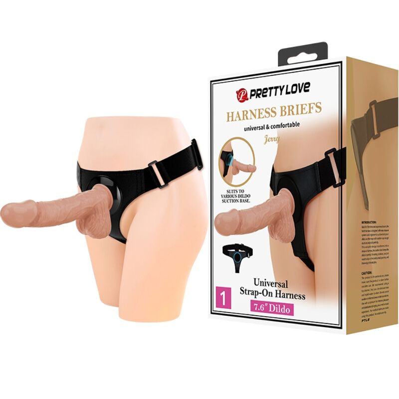 PRETTY LOVE - HARNESS BRIEFS UNIVERSAL HARNESS WITH DILDO JERRY 21.8 CM NATURAL - Foto 1 PRETTY LOVE - HARNESS BRIEFS UNIVERSAL HARNESS WITH DILDO JERRY 21.8 CM NATURAL - sexbliss - Foto 1