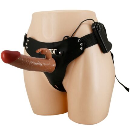 PRETTY LOVE - MARION HARNESS UNIVERSAL BRIEFS WITH VIBRATION DILDO 19 CM BROWN - sexbliss - Foto 1