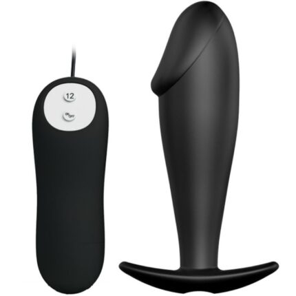 PRETTY LOVE - SILICONE ANAL PLUG PENIS FORM AND 12 VIBRATION MODES BLACK - sexbliss - Foto 1