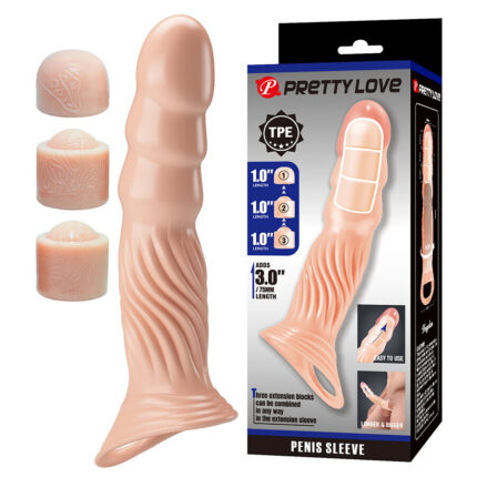 PRETTY LOVE - TEXTURED PENIS SHEATH WITH EXTENDERS - sexbliss - Foto 1