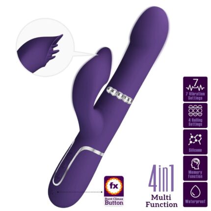 PRETTY LOVE - ZALIN RABBIT VIBRATOR PEARLS 4 IN 1 PURPLE - sexbliss - Foto 1