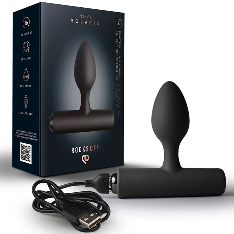 ROCKS-OFF - NOVA SOLARIS RECHARGEABLE SLIM & POWERFUL ANAL PLUG 16 FUNCTION BLACK - Foto 1 ROCKS-OFF - NOVA SOLARIS RECHARGEABLE SLIM & POWERFUL ANAL PLUG 16 FUNCTION BLACK - sexbliss - Foto 1