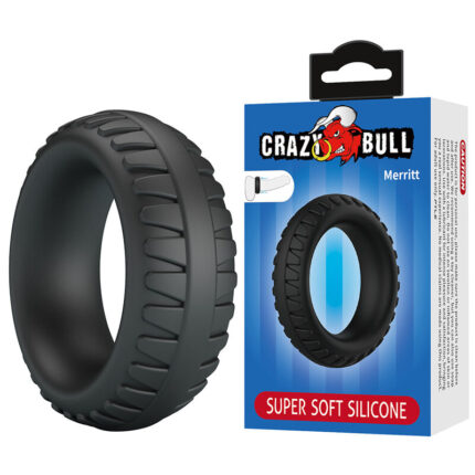 CRAZY BULL - MERRITT TEXTURED SILICONE COCK RING BLACK - sexbliss - Foto 1