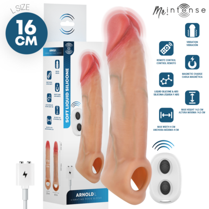 MR INTENSE - ARNOLD L ULTRA-REALISTIC VIBRATING PENIS SLEEVE REMOTE CONTROL 16 CM -Ø- 4.5 CM - sexbliss - Foto 1