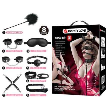 PRETTY LOVE - 8 PIECE BDSM KIT BLACK - sexbliss - Foto 1
