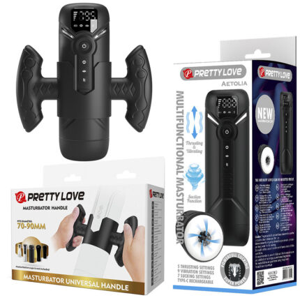 PRETTY LOVE - AETOLA MULTIFUNCTION AUTOMATIC MASTURBATOR WITH HANDLE BLACK - sexbliss - Foto 1
