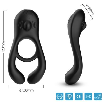 ARMONY - VEYRON DOUBLE VIBRATOR RING TOY FOR COUPLES BLACK - sexbliss - Foto 1