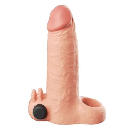 FANTASY X-TENSIONS - VIBRATING REAL FEEL 5CM PENIS EXTENSION SLEEVE BEIGE - sexbliss - Foto 1