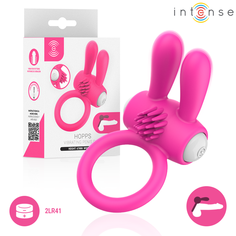 INTENSE - HOPPS VIBRATING PENIS RING WITH CLITORAL STIMULATION PINK - sexbliss - Foto 1