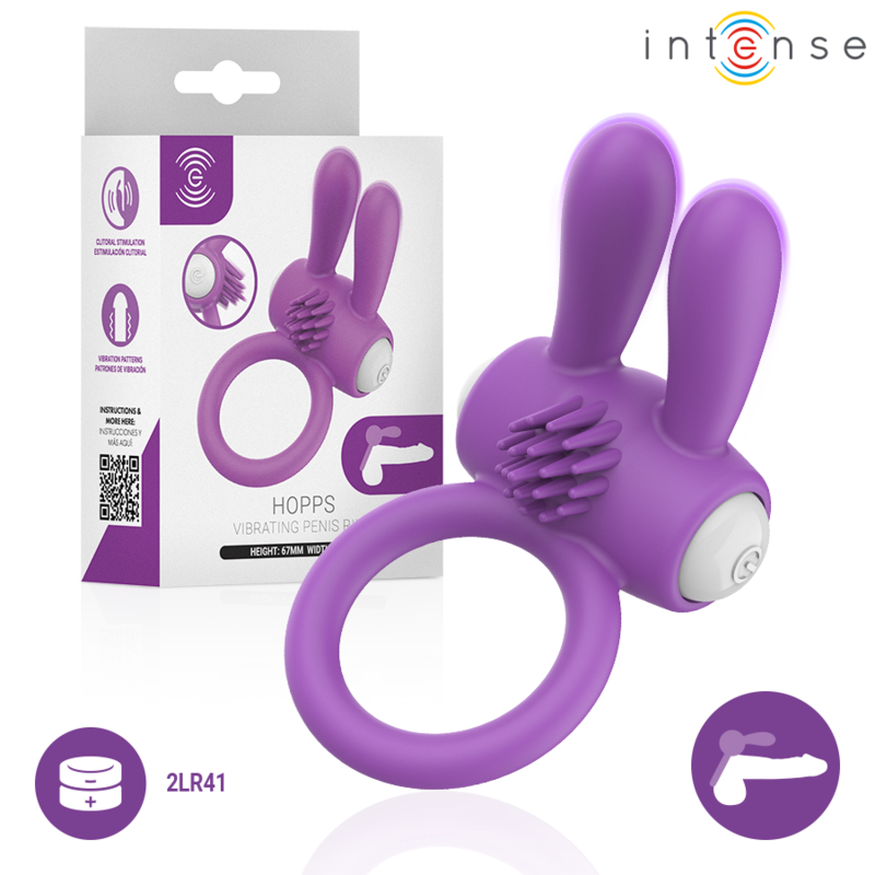 INTENSE - HOPPS VIBRATING PENIS RING WITH CLITORAL STIMULATION PURPLE - sexbliss - Foto 1