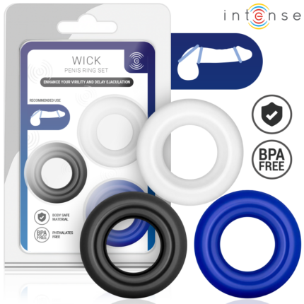 INTENSE - WICK SET OF 3 PENIS RINGS VARIOUS COLORS - sexbliss - Foto 1