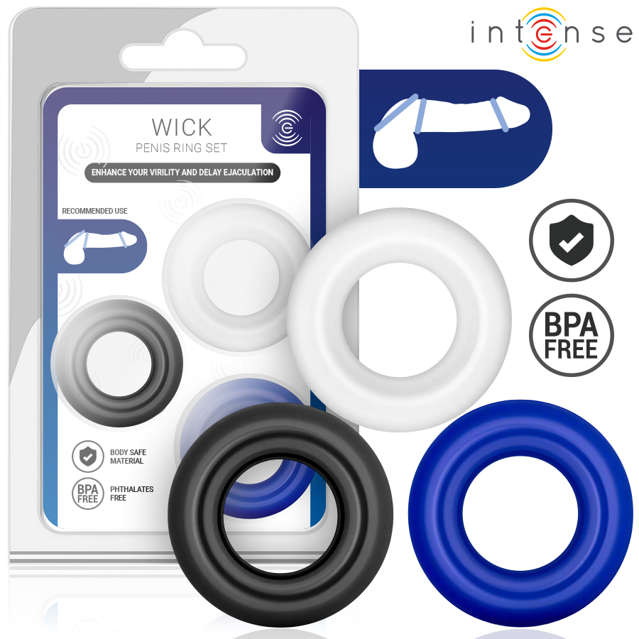INTENSE - WICK SET OF 3 PENIS RINGS VARIOUS COLORS - sexbliss - Foto 1