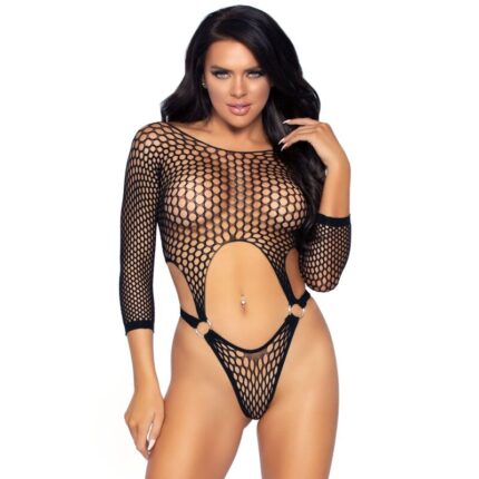 LEG AVENUE - TOP BODYSUIT WITH THONG BACK ONE SIZE - BLACK - sexbliss - Foto 1