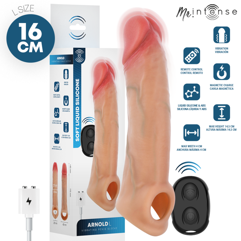 MR INTENSE - ARNOLD L VIBRATOR SILICONE PENIS SLEEVE WITH REMOTE CONTROL 16 CM -Ø- 4.5 CM - Foto 1 MR INTENSE - ARNOLD L VIBRATOR SILICONE PENIS SLEEVE WITH REMOTE CONTROL 16 CM -Ø- 4.5 CM - sexbliss - Foto 1