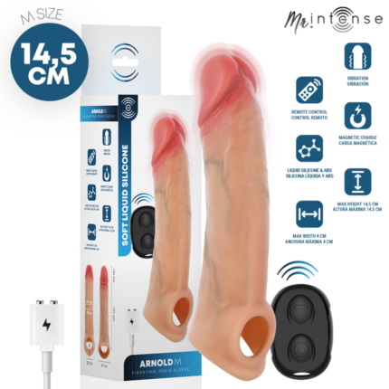 MR INTENSE - ARNOLD M VIBRATOR SILICONE PENIS SLEEVE WITH REMOTE CONTROL 14.5 CM -Ø- 4 CM - sexbliss - Foto 1