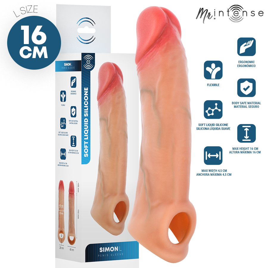 MR INTENSE - SIMON L SILICONE PENIS COVER 16 CM -Ø- 4.5 CM - Foto 1 MR INTENSE - SIMON L SILICONE PENIS COVER 16 CM -Ø- 4.5 CM - sexbliss - Foto 1