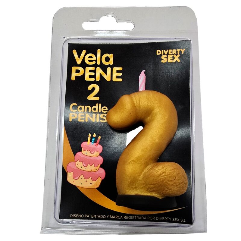 DIABLO PICANTE - PENIS CANDLE IN THE SHAPE OF THE NUMBER 2 GOLD COLOR - Foto 1 DIABLO PICANTE - PENIS CANDLE IN THE SHAPE OF THE NUMBER 2 GOLD COLOR - sexbliss - Foto 1