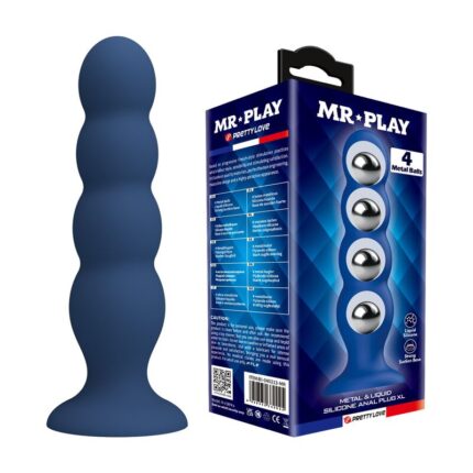 MR PLAY - ANAL PLUG WITH 4 METAL BALLS AND SUCTION CUP BLUE - sexbliss - Foto 1