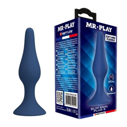 MR PLAY - BLUE SILICONE SLIM ANAL PLUG SIZE S - sexbliss - Foto 1