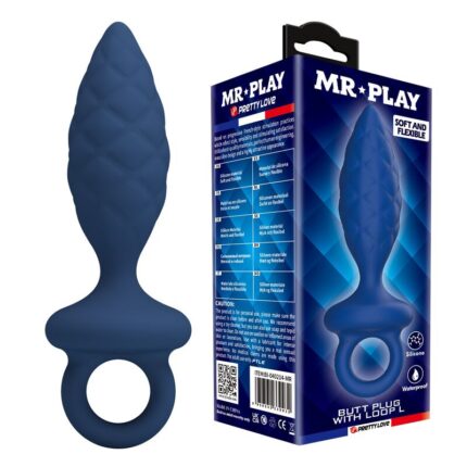 MR PLAY - TEXTURED ANAL PLUG WITH RING BLUE L - sexbliss - Foto 1