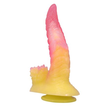 POWER MONSTERS - RIPPLIED MONSTER FANTASY DILDO WITH SUCTION CUP 22.5 CM Ø 5.5 CM PINK & YELLOW - sexbliss - Foto 1