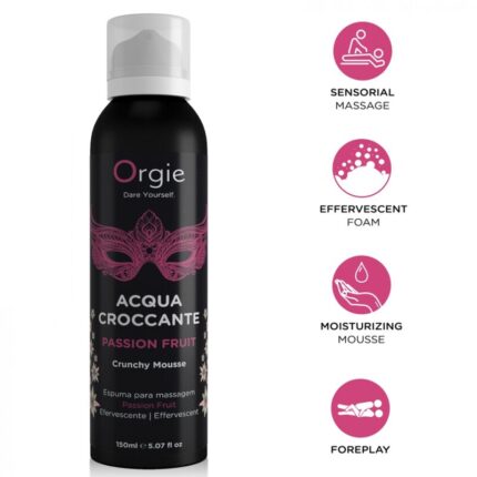 ORGIE - ACQUA CROCCANTE PASSION FRUIT CRUNCHY MASSAGE MOUSSE 150 ML - sexbliss - Foto 1