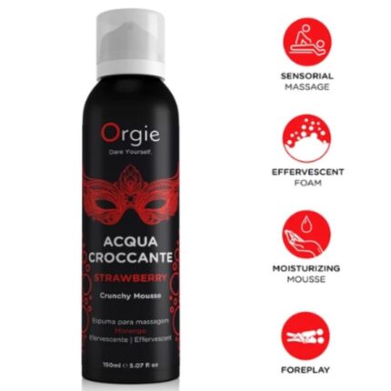 ORGIE - ACQUA CROCCANTE STRAWBERRY CRUNCHY MASSAGE MOUSSE 150 ML - sexbliss - Foto 1