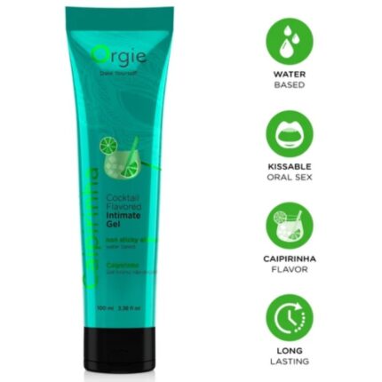ORGIE - LUBE TUBE COCKTAIL CAIPIRINHA KISSABLE WATER-BASED INTIMATE GEL 100 ML - sexbliss - Foto 1