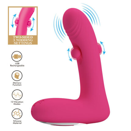 PRETTY LOVE - DUDEN RECHARGEABLE SILICONE VIBRATOR 12 VIBRATION MODES AND 3 ROCKING MODES PINK - sexbliss - Foto 1