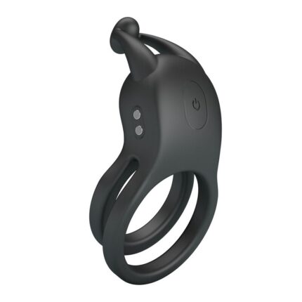 PRETTY LOVE - GOODWIN RECHARGEABLE DOUBLE VIBRATING COCK RING BLACK - sexbliss - Foto 1