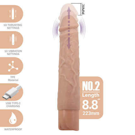 PRETTY LOVE - KESSLER REALISTIC VIBRATING DILDO WITH 10 VIBRATION MODES AND 10 THROWS