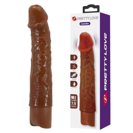 PRETTY LOVE - LEONARDO REALISTIC VIBRATOR 20 CM Ø 4 CM BROWN - sexbliss - Foto 1