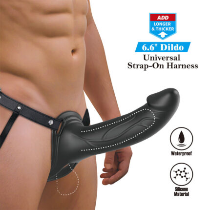 PRETTY LOVE - LONDON UNIVERSAL HARNESS WITH SILICONE STRAP-ON DILDO BLACK 16.8 CM - sexbliss - Foto 1