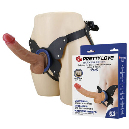 PRETTY LOVE - YETI STRAP-ON HARNESS WITH SUCTION DILDO FLESH - sexbliss - Foto 1